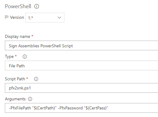 Sign assembly PowerShell task